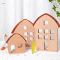 3 Pieces Wood House Centerpiece House Decor Building Blocks Set, Montessori Stacking Toy Ornament, Wooden Sign Block for Ages 4 to 8 Preschool.