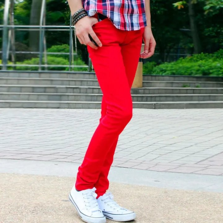 Wholesale%202021%20Korean%20Fashion%20Casual%20Show%20Thin%20Skinny%20Jeans%20Men%20Red%20Clothes%20For%20Teenagers%20Pencil%20Trousers%20Men's%20Classic%20Pants%20-%20Image%207