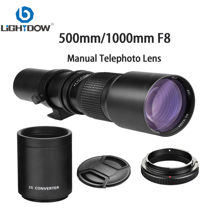 Lightdow Telephoto Lens 500mm F8.0 with 2X Converter Manual Focus Lens for Canon Eos 2000D 200D 9000D 850D 90D 250D 1300D Nikon