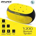 Awei Y200 Bluetooth Speaker Stereo Wireless Portable Mini Speakers Support TF card AUX input with Microphone Sound Box-Yellow And Red. 