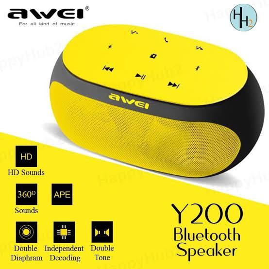 Awei Y200 Bluetooth Speaker Stereo Wireless Portable Mini Speakers Support TF card AUX input with Microphone Sound Box-Yellow And Red