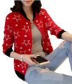 Red Cotton Long Sleeve Winter Jacket for Women Warm Casual Outerwear M L XL. 