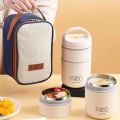 Stackable Thermal Containers Stainless Steel Leak-Proof Lunch Storage Box 2 Tier Vacuum Insulated Thermos Hot Food Soup Bowl Jar.
