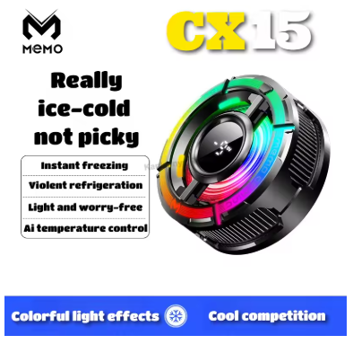 MEMO CX15 Mobile Phone 5V/3A AI Freeze PUBG Game Cooler Semiconductor Magnetic/Back-clip Cooling Fan Radiator for IPhone Android