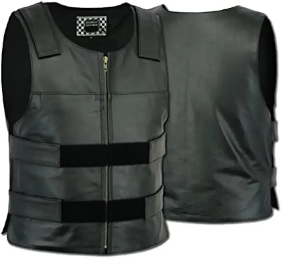 bullet resistant bulletproof leather motorcycle jacket Men Bullet Proof style Leather Motorcycle Vest for bikers Tactical  waistcoat