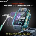 For Imoo Xiaotiancai Watch Phone Z9 Z8 Z7A Z6 Kids SmartWatch Clear /Anti Purple Light 2.5D Tempered Glass Film Screen Protector. 