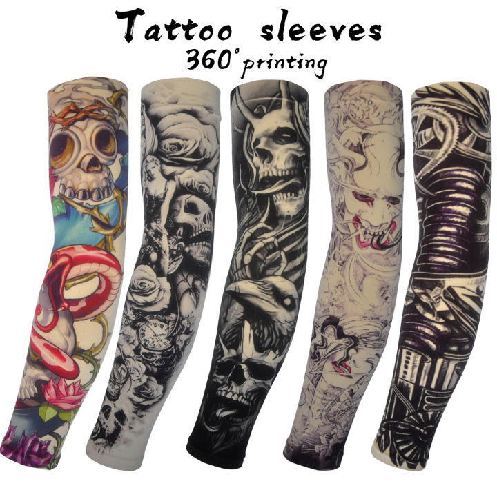 Ice silk tattoo sleeves for men, outdoor driving sun protection sleeves, women's cycling armbands, arm sleeves, trendy men's floral arm sleeves