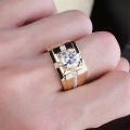 Classic High Carbon Diamond High Simulation Men's Diamond Ring Imitation Moissanite Plated Yellow Gold Domineering Wedding Ring Wholesale.
