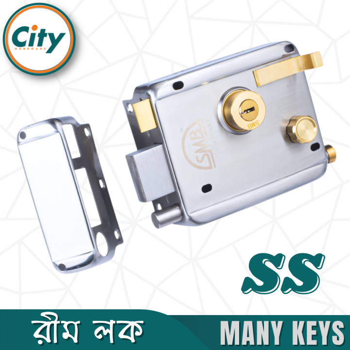 Auto Lock Security Lock Stainless Steel Heavy Rim Lock For Main Door Lock With Many Keys