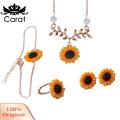 Carat 5Pcs/Set Fashion Sunflower Pendant Necklace Stud Earrings Ring Bracelet Jewelry. 