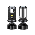 2 PCS Y9 H4 LED Projector Headlight Black Aluminum with Fan Cooling Automobile Hi Lo Beam Bulb.