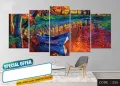 Stylish Addition - Complete Set of Ready-to-Hang Wall Canvas Art 5 Pieces for Living Room and Bedroom Home Décor: - Sustainable Choice. 