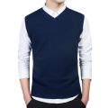 Spring Autumn Winter Solid Color Sweater Men's V-neck Bottoming Knitting Knitted Sweater Sleeveless Pullover Vest Sweater Men. 