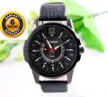 Artificial Leather Analog Watch for Men - Black.