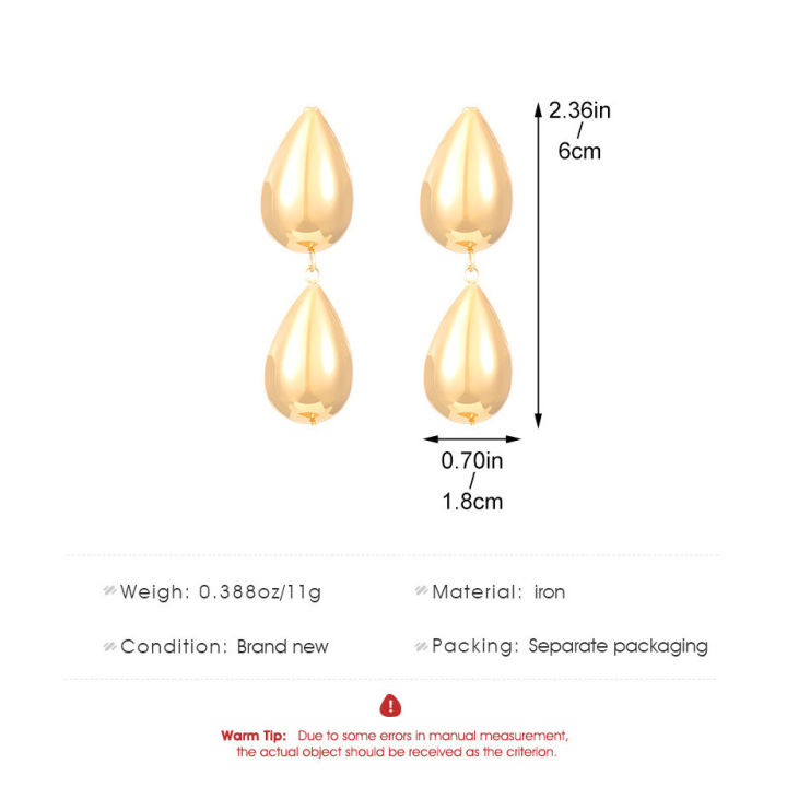 New%202024%20Elegant%20Female%20Gold%20Metal%20Water%20Drop%20Earrings%20for%20Women%20Accessories%20Simple%20Jewelry%20-%20Image%202