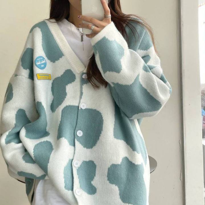 Gentle and Comfortable Autumn and Winter New Korean Style Soft Girl  All-Matching Knitted Cardigan Sweater Female Student Loose Top Coat 