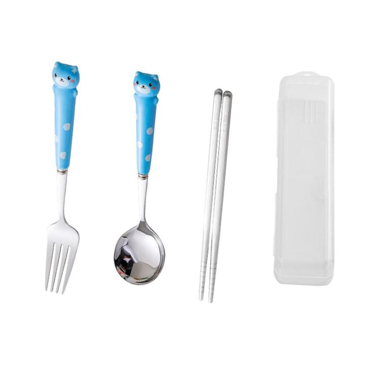Toddler Cutlery Anti-oxidation No Groove Design Toddler Cutlery with Fork Spoon Chopsticks
