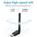 150Mbps Mini USB WiFi Adapter 2.4GHz with Antenna USB Wireless Network Card 802.11n/g/b Ethernet USB dongle LAN PC WiFi Receiver. 