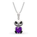 Fashion New Cartoon Devil Smile Heart Necklace Gothic Style Blue Crystal Heart Alloy Necklace.