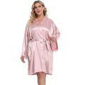 Plus Size Bridesmaids Satin Kimono Robe – Soft, Comfortable Short Nightgown & Sleepwear.
