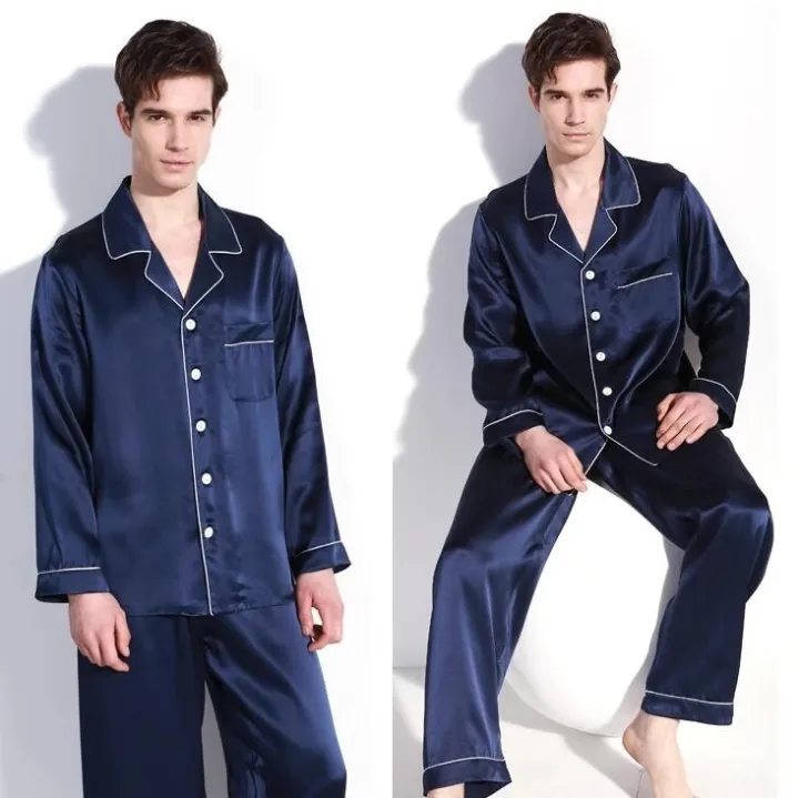 Satin%20Couple%20Pajama%20Set%20Long%20Sleeve%20Trousers%20Sleepwear%20for%20Men%20Ice%20Silk%20Pajamas%20Set%20Sleep%20Nightgown%20Casual%20Pajama%20Home%20Suit%20-%20Image%203