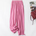 Cotton Poplin Pants Women's Lace-up Bloomers Summer New Fashion Casual Loose Solid Color Pocket Artificial Cotton Cropped Pants.