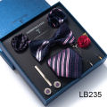 Mens Luxury Tie Set Box Fashion Business Striped Necktie Square Scarf Combination 9P Set Box. 