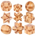 DIY Bamboo Wooden Toys/ 3D Brain Teaser Kong Ming Lock Puzzle Toy/ Classic Building Block Learning Toys for Kids Adults Gifts. 