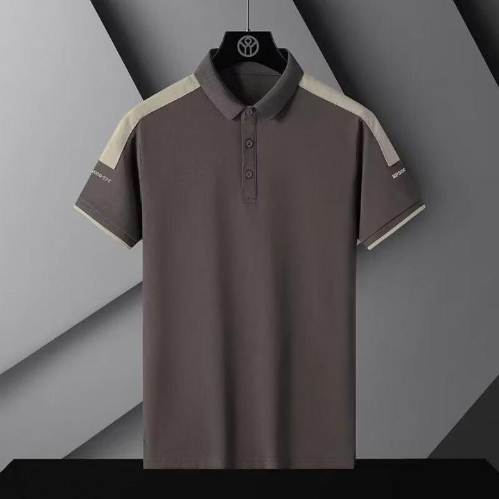 Summer%20New%20Solid%20Color%20Loose%20Short-sleeved%20Polo%20Shirt%20Men's%20All-match%20Light%20Mature%20Style%20Casual%20All-match%20Fashionable%20Lapel%20Top%20-%20Image%204