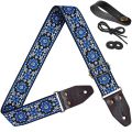 Acoustic guitar strap 41 inch electric guitar folk style cotton woven heat transfer classic crossbody shoulder strap. 