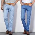 2019 Summer New Men blue/Light Jeans Business Casual Stretch Slim Denim Jeans Light Blue Trousers Male Brand Pants Plus Size. 