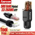 AMPCOM Tool free RJ45 connector, No crimp tool less UTP 1000Mbps CAT6 CAT5E Modular PLug for Stranded Solid Lan Ethernet cable. 