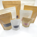 100/pcs StandUp Zip Lock Kraft Paper Window Bags for Gift, Dried Food, Fruit, Tea Packaging SelfSealing Pouches with Zipper.