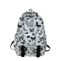 Large capacity Japanese butterfly backpack lightweight nylon cloth upper flap backpack printed high quality junior high school student school bag. 