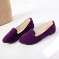 Women Girls Solid Big Size Slip On Flat Shallow Comfort Casual Single Shoes.