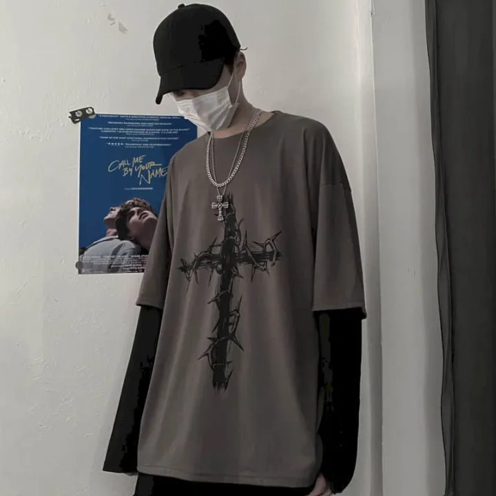 T-shirt%20Cross%20of%20Ts%20fake%20two-piece%20for%20men%20women%20long-sleeved%20dark%20-hop%20loose%20large%20size%20autumn%20trend%20top%20Simplicity%20-%20Image%207