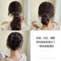 Korean version oval large straight buckle with a headband at back of the head pure color simple twist hair clip. 