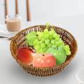 Fruit Basket Vegetables Basket Restaurant Basket PP Material Rattan Woven Tabletop Food Serving Basket Brown. 