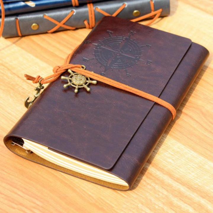 Retro Vintage Leather Cover Notebook Blank Diary Pirate Design Paper Note Book Traveler Notepad Stationery Learning Supplies
