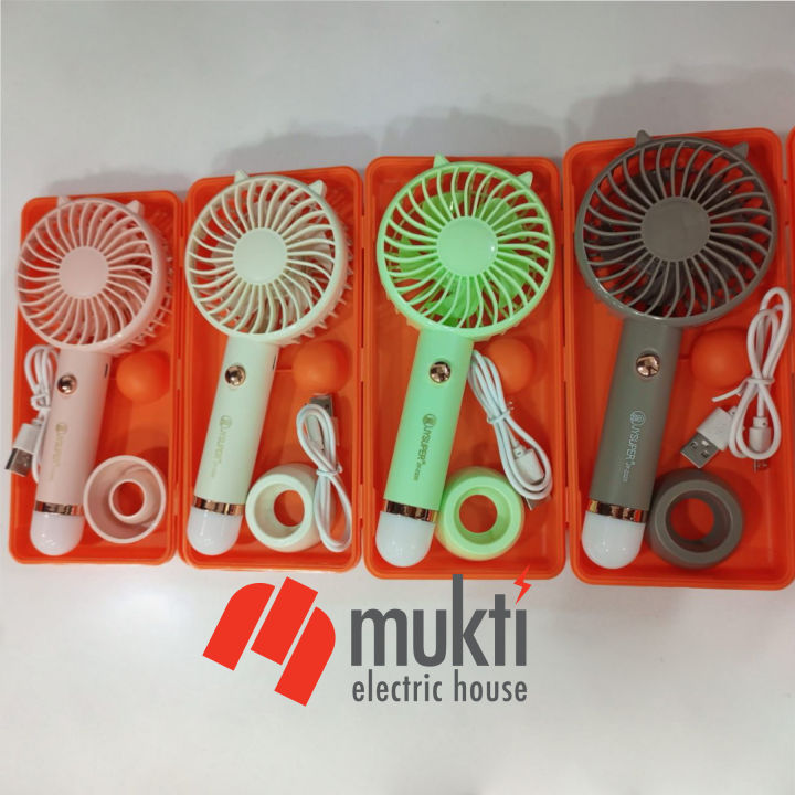 JYSUPER 2320 Mini Fan Rechargeable Hand Held Multi Function Strong Wind Bright Led Light JY2320