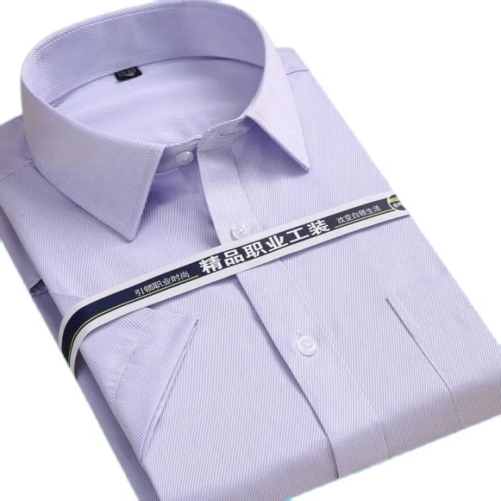 Summer%20Short%20Sleeve%20square%20collar%20regular%20fit%20oversize%20S%20to%208xl%20solid%20plain/twill%20formal%20business%20men%20dress%20shirts%20-%20Image%205