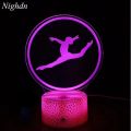 3D Gymnastics Optical Illusion Lamp Acrylic Led Night Light 16 Colors with Remote Control USB Decoration Birthday Christmas Gift.