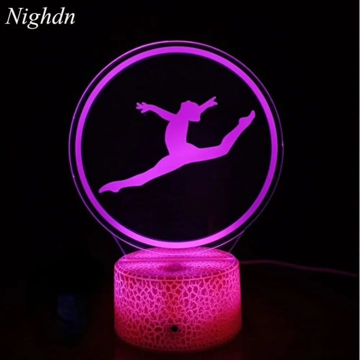 3D Gymnastics Optical Illusion Lamp Acrylic Led Night Light 16 Colors with Remote Control USB Decoration Birthday Christmas Gift