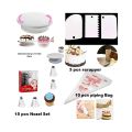 Cake Decorating Turntable - 28 cm +12 pieces Cake decoration Nozzle set + 10 Piping Bags + 3 pcs scrapper combo pack of 4 items. 