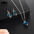 Carat Women Square Rhinestone Pendant Necklace Ear Stud Earrings Party Jewelry Set. 