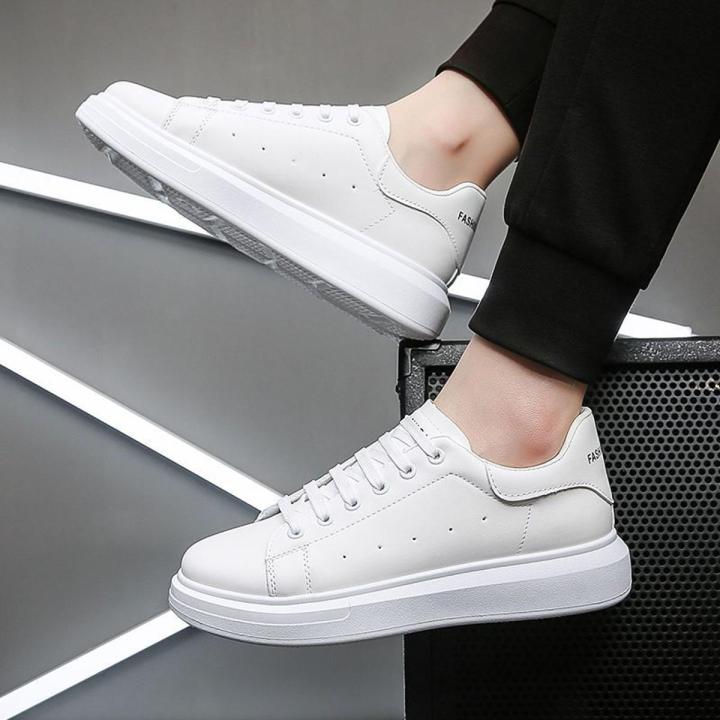 Winter Warm Fleece-Lined Men's Casual Shoes Height Increasing Mcqueen Sneakers White Shoes Fashion Trendy Men's Shoes