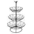 Countertop Fruit Basket Holder Decorative Tabletop Stand Perfect for Vegetables, Snacks, Household Items, 3 Tier Black. 