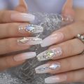 【The road to happiness Store】Luxury Nails Custom Stones Decorated Nail Art Tips Luxe Icy Shape Press On Nails Natural with Glue Sticker. 