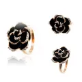 J622 Yiwu factory direct sales South Korea imported jewelry diamond black rose open ring wholesale wholesale. 