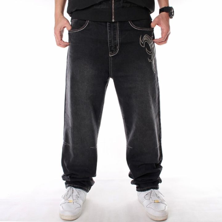 Nanaco%20Man%20Loose%20Baggy%20Jeans%20Hiphop%20Skateboard%20Denim%20Pants%20Street%20Dance%20Hip%20Hop%20Rap%20Male%20Black%20Trouses%20Chinese%20Size%2030-46%20-%20Image%202
